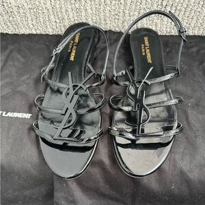 Yves Saint Laurent YSL Black Logo Sandals